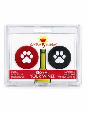 Red & Black Paw Silicone Wine Bottle Stoppers - 2 Pack